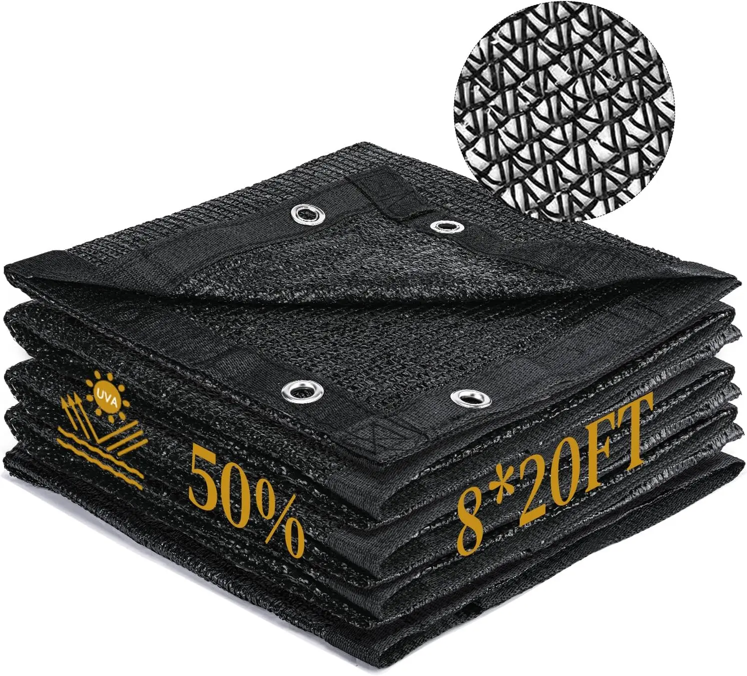 50% Shade Cloth, 8 x 20 FT Sun Shade Mesh Tarp with Reinforced Grommets, HDPE Shade Cloth for Plants, Greenhouse, Pergola and Backyard