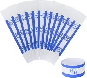 Currency Straps 100Pcs Bill Wrappers Money Bands to Organize Bills ABA Standard Colors Self-Adhesive
