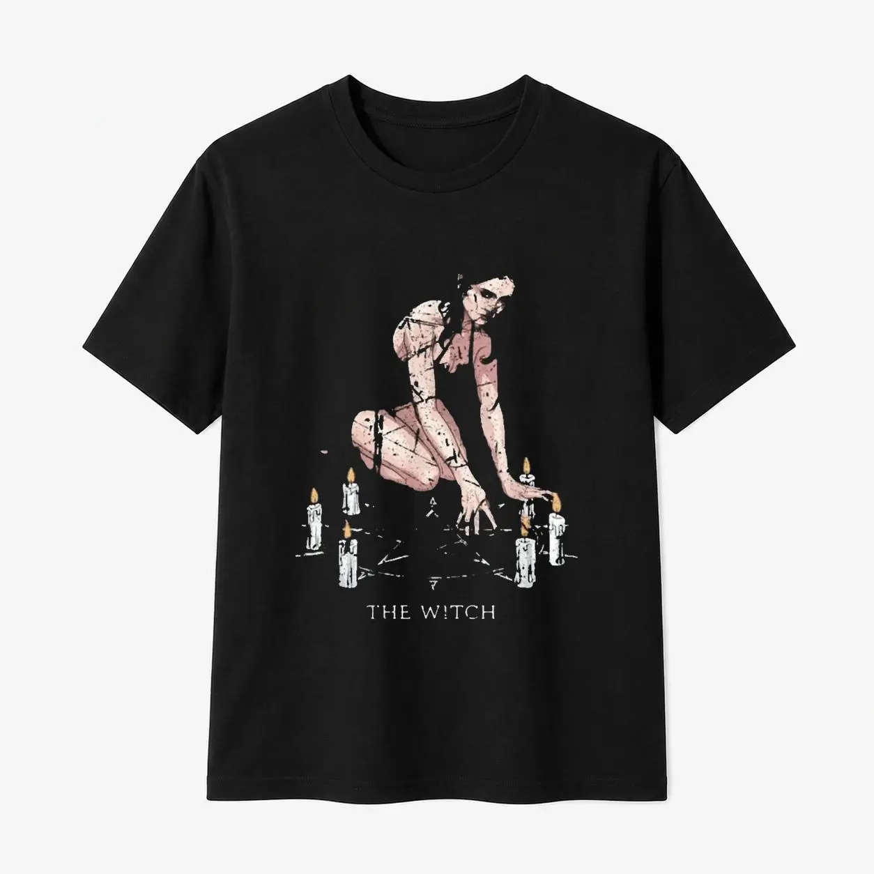 Women's 100% Cotton Oversized Gothic Tarot Card Tee, Short-Sleeve Loose Fit Top with Vintage Witch Print, Casual Round Neck All-Season Sports & Outdoor Wear