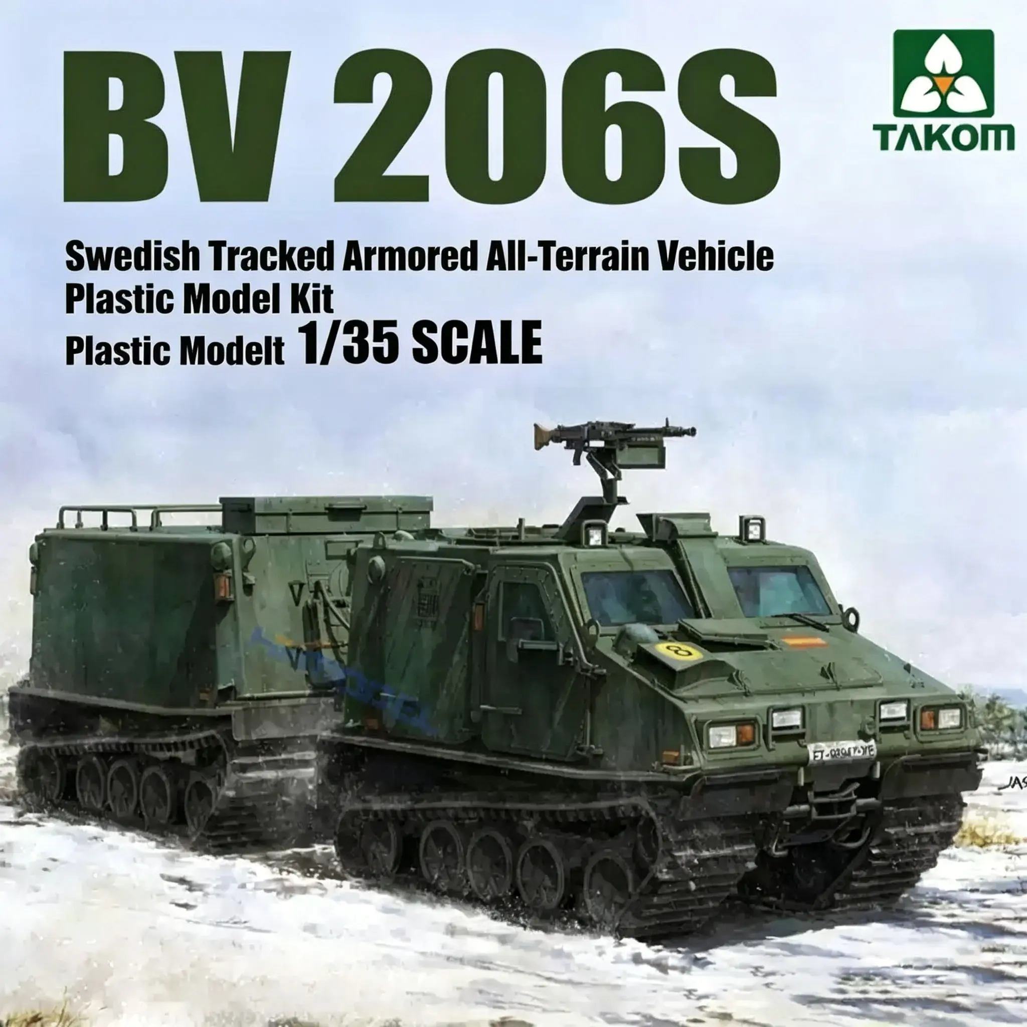 Takom 1/35 Scale Model Kit, Bandvagn Bv 206s Armored Personnel Carrier, Detailed Interior Features, Military Vehicle Collectible