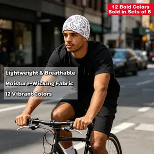 6 Pack Skull Cap Helmet Liner - Breathable Sweat Wicking Beanie for Under Motorcycle Helmet or Solo Wear, Cycling Running Outdoor Sports