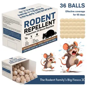 Rodent & Insect Repellent 36 Balls, Peppermint Oil Natural Moth Balls for Mice, Rodents & Bugs, Safe for Babies & Pets, Repels the Whole Rodent Family & Insects, Indoor & Outdoor Use for Home, Garage, Car, RV & Garden