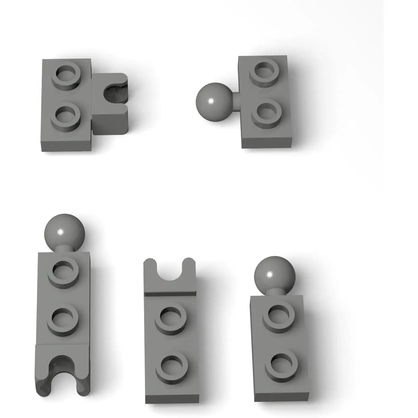 105 Piece Classic Building Gray Ball Joint Plate Bulk, 5 Sizes Model Ball and Socket Joints, Compatible with Lego Parts and Pieces(Dark Gray)