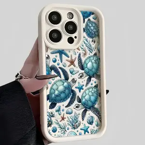 Marine Life Sea Turtle Pattern Phone Case for iPhone 17/16 Pro Max 15 Plus 14 13 12 11 TPU Bumper Protection Rugged Durable Back Cover Shockproof Soft Silicone Full Body Lightweight
