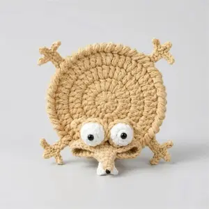 Handmade Crochet Squirrel Coaster, Absorbent Heat-Resistant Animal Mat for Home Coffee Corner Gift