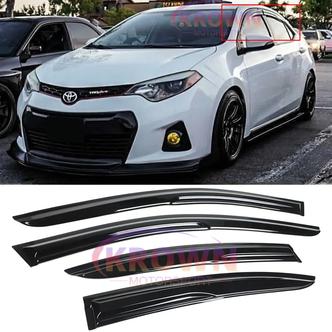 FOR 2014-2019 TOYOTA COROLLA JDM 3D WAVY MUGEN STYLE WINDOW VISOR RAIN GUARD VENT