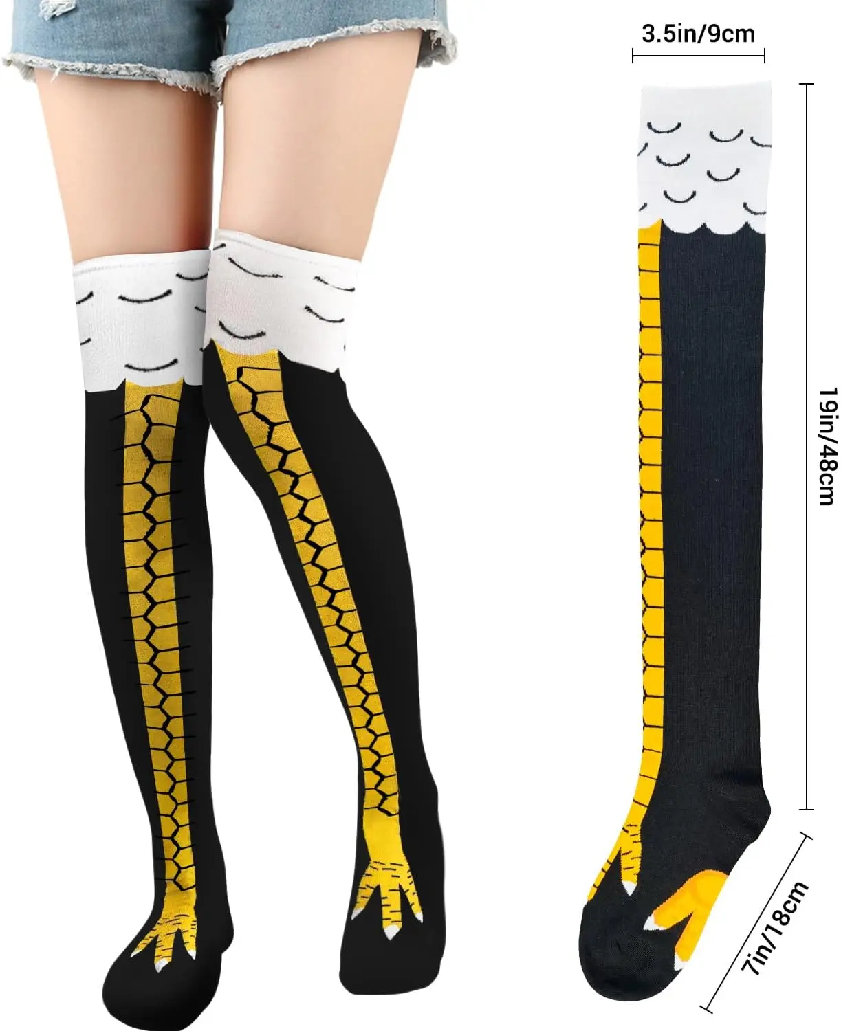 Funny Crazy Chicken Leg Socks, Novelty Chicken Feet Long Socks for
