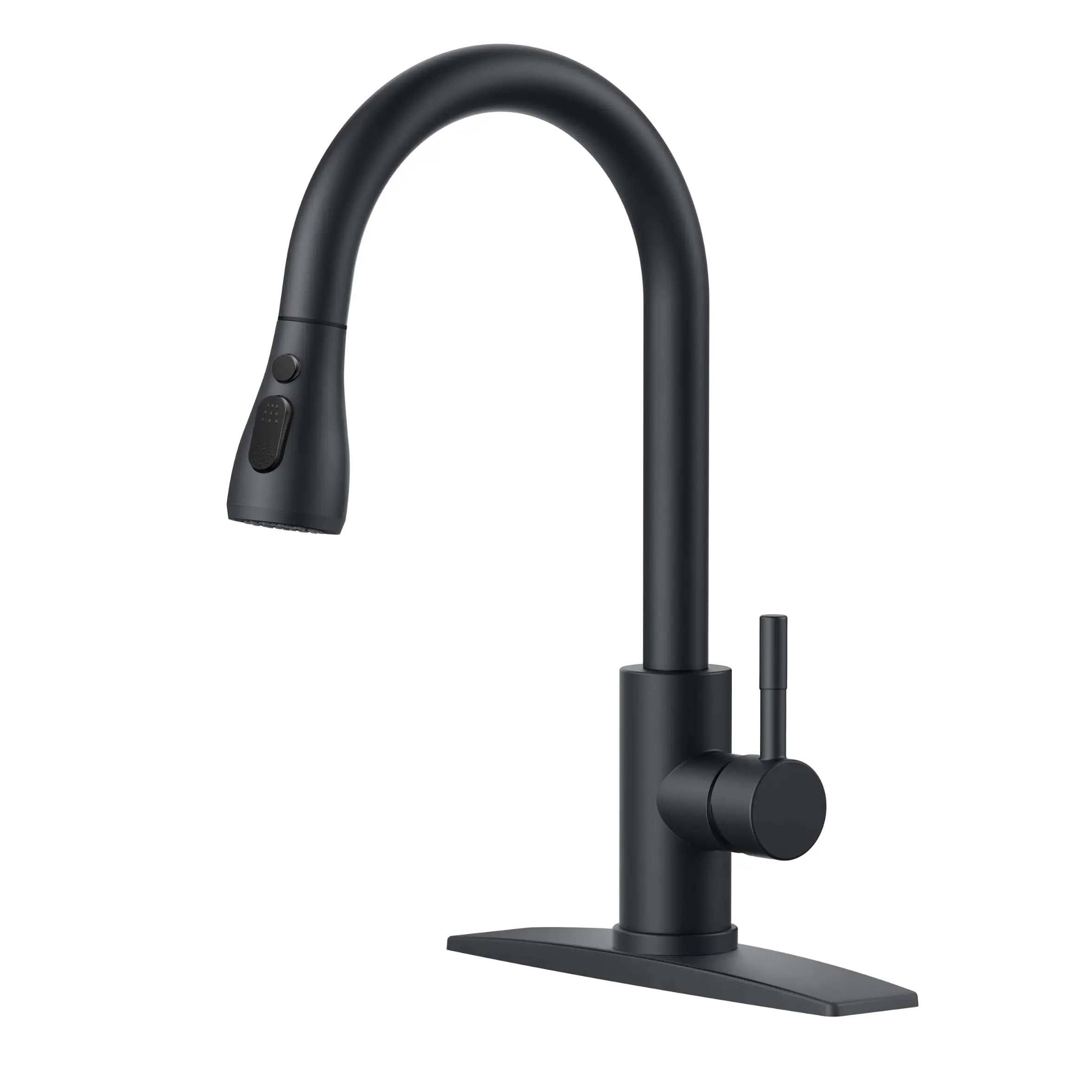 FORIOUS Black Kitchen Faucet Stainless Steel with Pull Down Sprayer Portable Pull Out Sink Faucet Single Handle High Arc Kitchen Faucet
