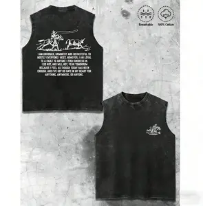 Retro Country Music Graphic Washed Vest Cowboy Song Lyrics Soft Washed Cotton Casual Summer Top for Men