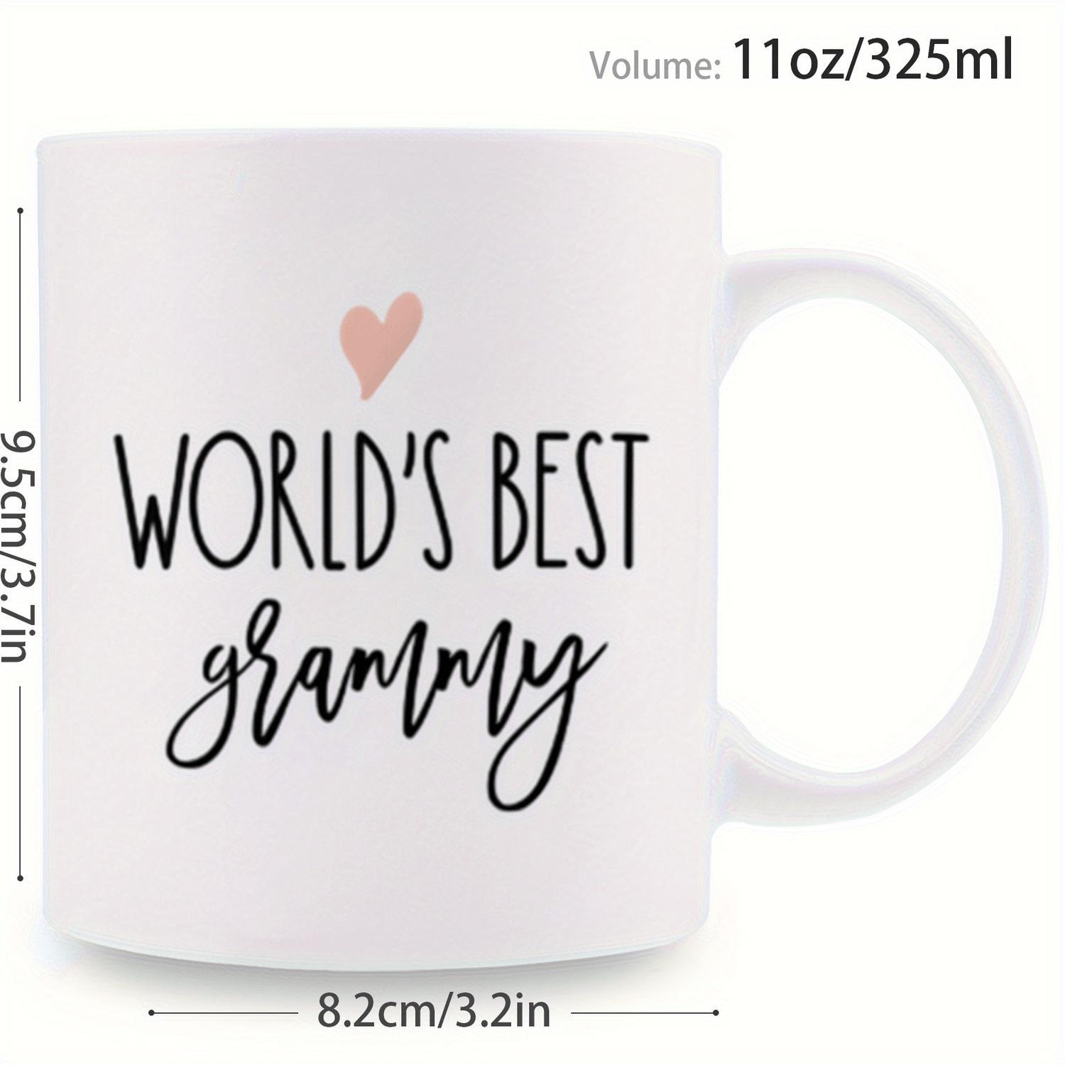 Worlds Best Grammy Themed Coffee Mug Elegant Calligraphy Pink and Black Cup Dishwasher Safe 11oz Tea and Coffee Gift for Grandma on Mothers Day Birthday and Christmas