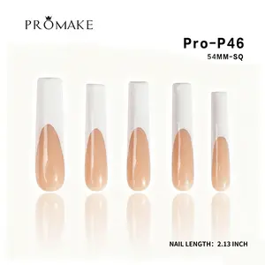 Promake French Classical -  100% Handmade Nails- Press On Nails- Elegance nails-Luxurious Nails-10 PCS with Glue,Coffin French Tips,Stiletto French Tips,Almond French Tips,Perfect for DIY Nail Art and Gifts-size -XS-XL