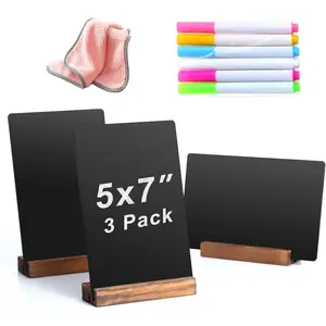 3 Pack 5x7 in Small Decorative Chalkboard Sign Blackboard with Wood Base
