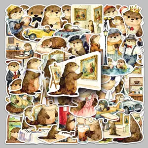 50pcs of adorable Q-version otter stickers, perfect for scrapbooks, diaries, laptops, water bottles, cars, Universal Car Sticker, and other items. A gift with a positive message and a design based on faith.