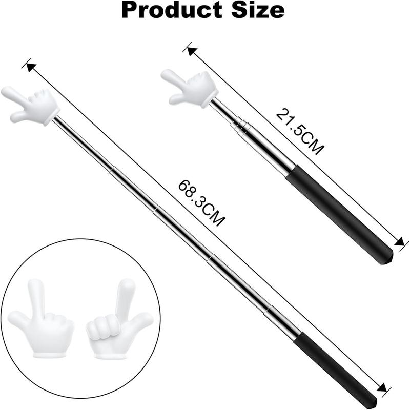 2 count Telescopic Teacher Pointer, Extendable Handheld Pointer Finger Pointer Stick, Mini Classroom Pointer for Elementary School  Teacher, Classroom Supplies (Black)
