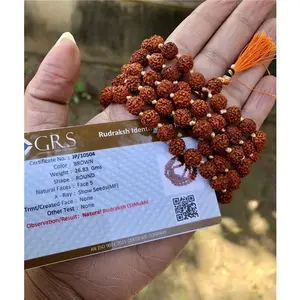 LAB CERTIFIED 5 Mukhi RUDRAKSHA Rudraksh Mala ROSARY 108+1 Bead Prayer Beads
