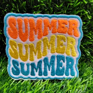 Summer, Summer, Summer embroidered iron-on patch.