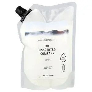 The Unscented Company Hands + Body Lotion, Refill, Fragrance Free, 33.8 fl oz (1 l)