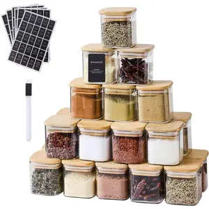 24 count 4oz  Jars with 275 Labels, Small Seasoning Glass Container Empty Organizer with  Lid Set for Pepper, Salt, Sugar