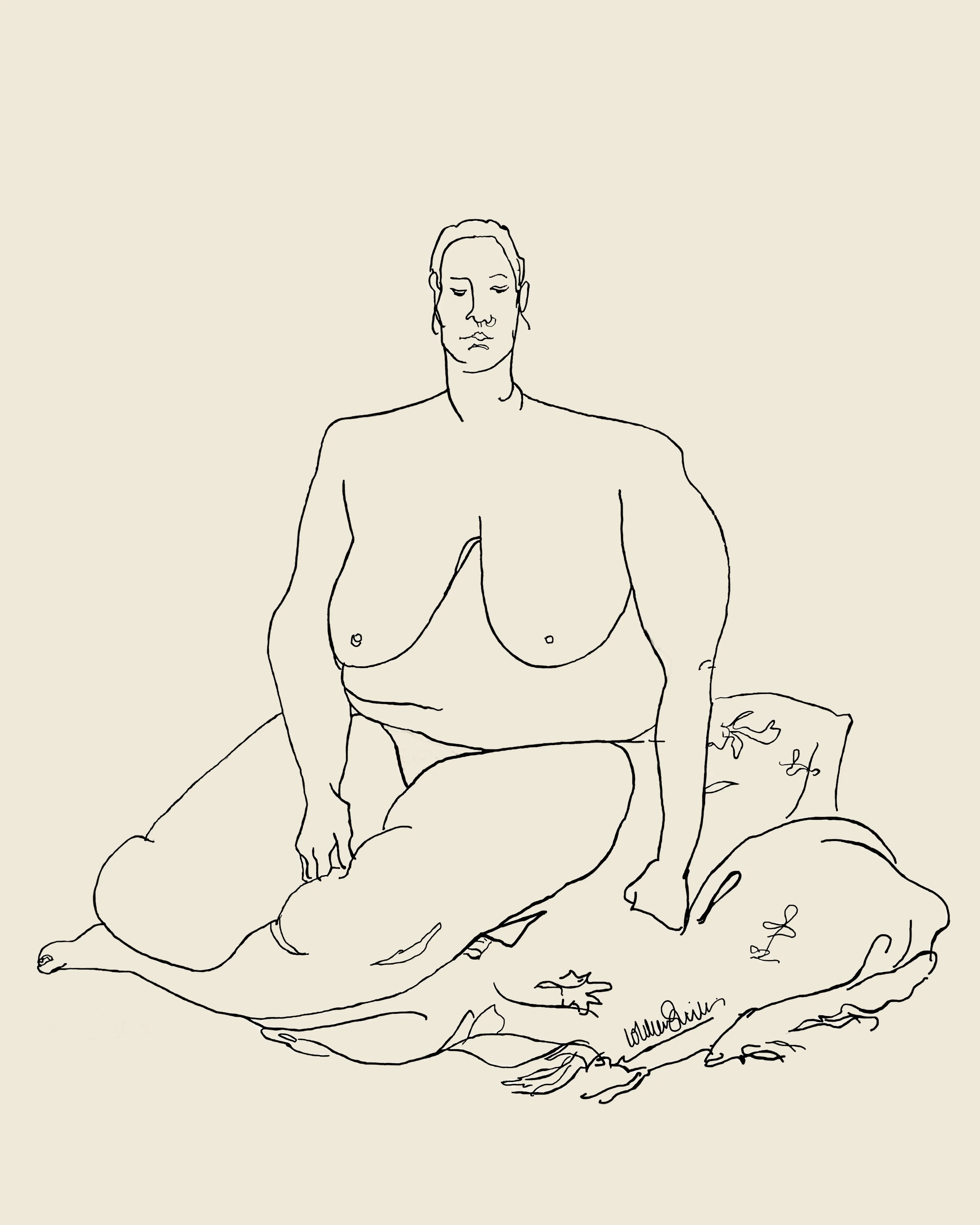 Fine Art Giclée "Goddess" line drawing PRINT