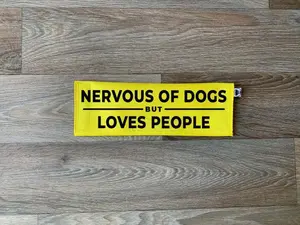 BFSC Nervous Of Dogs but Loves People Leash Sleeve - Canvas & Vinyl, Waterproof, Fits up to 1 Inch Leash