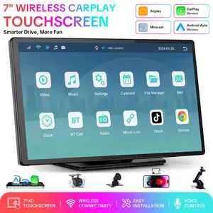 【APOKAMORI】2026 Upgraded 7-Inch Wireless CarPlay Screen, Portable IPS Touchscreen Car Stereo Support Android Auto, Mirror Link (Supports TikTok & YouTube), Navigation, Voice Assistant, Backup Camera, Ideal for Holiday & Birthday Gifts