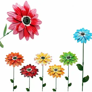 7 count/Set Metal Flower Garden Stakes,Metal Eyes  Outdoor Decor Stake Yard Art Decoration,Garden  Stick Spring Patio (C)