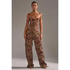 GLAM SQUAD RHINESTONE BROCADE TROUSER