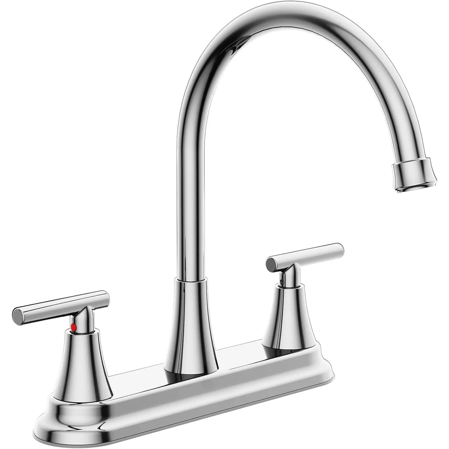 2 Handle Kitchen Sink Faucet, 8 Inch High Arc 360?Swivel Kitchen Sink Faucet, 2 or 3 Hole Kitchen Faucet Without Side Sprayer, Centerset RV Kitchen Faucet with Stainless Steel Pipe, Chrome
