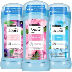 Suave Antiperspirant Deodorant for Women Variety 3-Pack – Powder, Fresh, Sweet Pea & Violet, Anti-Staining Invisible Solid, Talc-Free, 2.7 Oz Ea