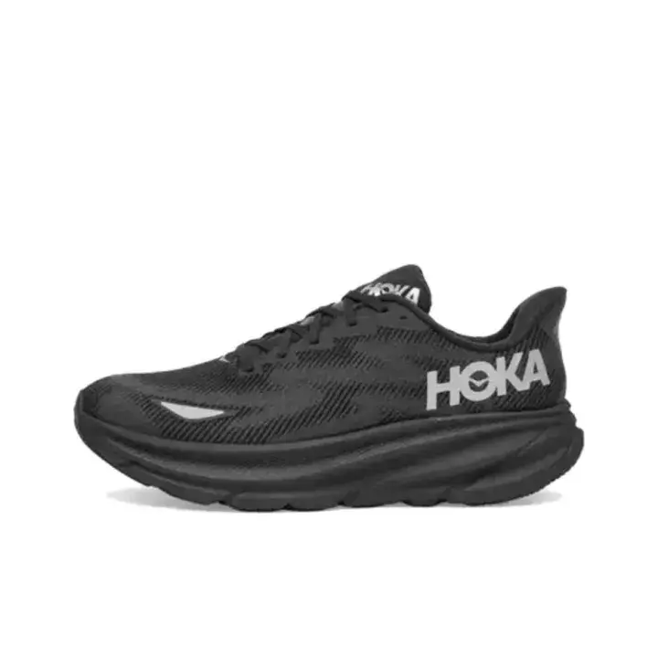 Black Breathable Mesh Low-Top Running Shoes with Thick Cushioned Midsole and Rubber Outsole