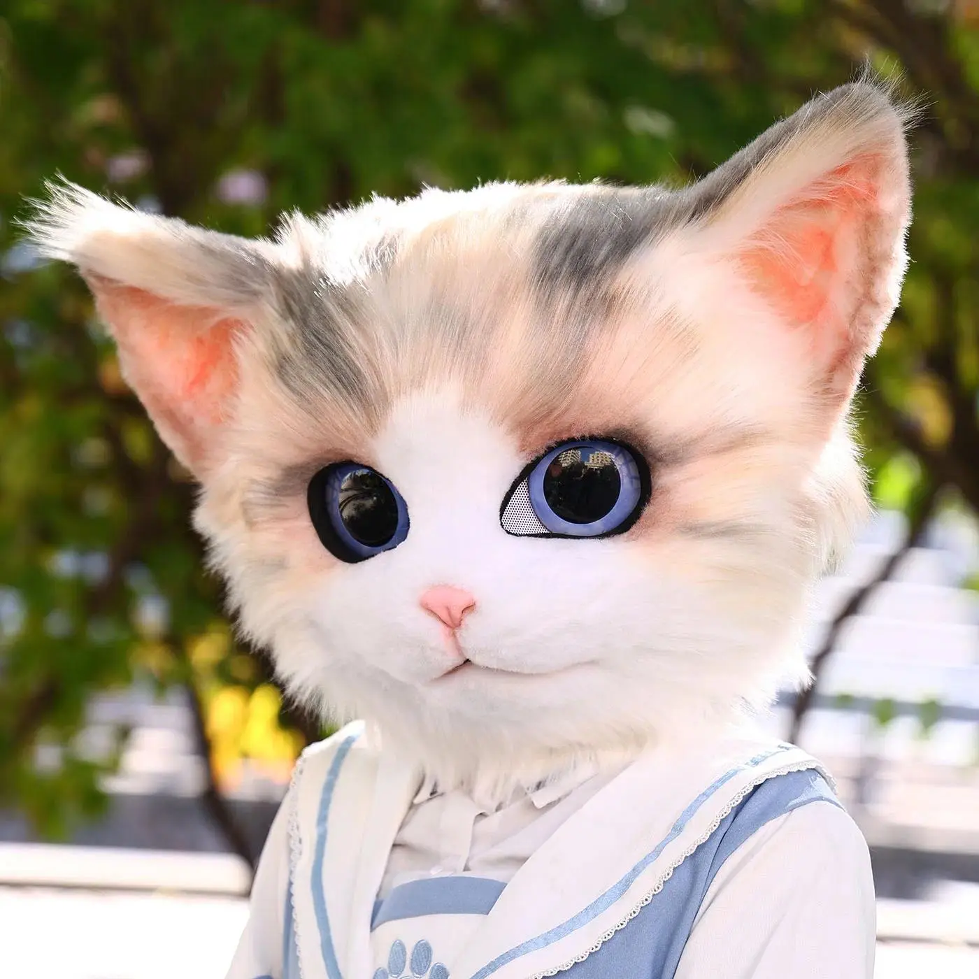 Handmade Furry Cat Mask Kigurumi Cosplay Anime Persian Cat Fursuit Head Furry Head Mask Kig  Halloween Performance Prop Kid Gift