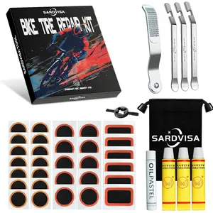 40 PCS Bike Tire Repair Kit, Bicycle Inner Tube Puncture Patch Kit with 30 PCS Tire Patches & 3 PCS Stainless Steel Tire Levers, Portable Bike Tire Patch Kit for Mountain and Road Bike