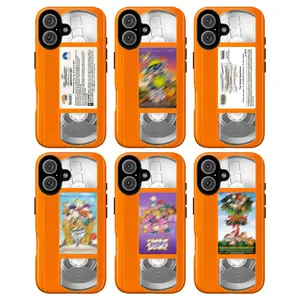 Ru-Grats Movie Orange VHS Phone Case – Retro 90s VHS Tape Phone Case for iPhone 17 16 15 14 13 12 11 Pro Max X XR XS & Galaxy S25 S24 S23 S22 S21 | Classic Orange VHS Tape, Nostalgia Cassette Shockproof Cover, Vintage Cartoon Film Gift for Movie Lovers