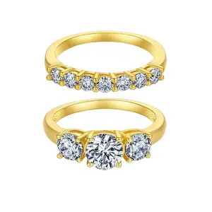 1 Carat 5A CZ Solitaire Ring, Gold Plated Classic Wedding Engagement Ring for Women