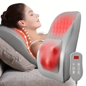 1PC rechargeable heating back and neck massager, with 3D massage, USB charging, ergonomic design, and acupressure massage points - ideal gift for men and women, back massager, suitable for home use, office relaxation, Mother's Day gift Lightweight Black