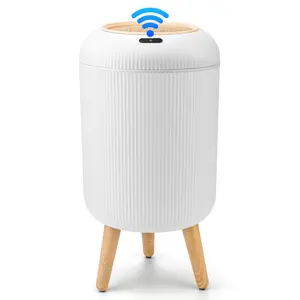Pukomc Motion Sensor Trash Can with Lid, Touch-Free Waterproof Trash Can for Kitchen, Bathroom, Bedroom, Living Room, Office, Outdoor White Home Goods