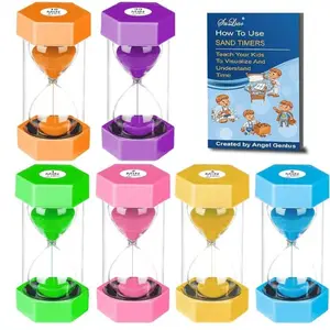 Colorful Sand Timer Set (6 Counts), Time Countdown Tool for Games, Competition, Play, Writing, School Supplies, Educational Supplies