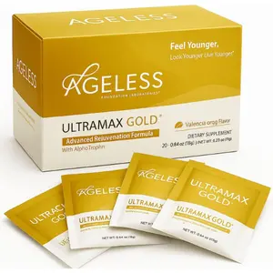 Ageless Foundation Laboratories Ageless UltraMAX Gold HGH Anti-Aging Supplement for Women & Men Rejuvenates Skin Restores Youthful Appearance Boosts Energy Sleep Effervescent