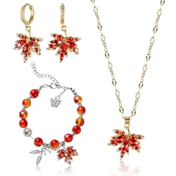 Jewelry Set, 3Pcs Rhinestone Jewelry Set with Earring Necklace Bracelet for Women Festival Gift Idea