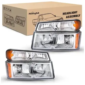 Nilight 2004 2005 2006 2007 2008 2009 2010 2011 2012 Chevy Colorado 2004 2005 2006 2007 2008 2009 2010 2011 2012 GMC Canyon 2006 2007 2008 Isuzu Headlight Assembly Chrome Case Clear Reflector fathersdaygift
