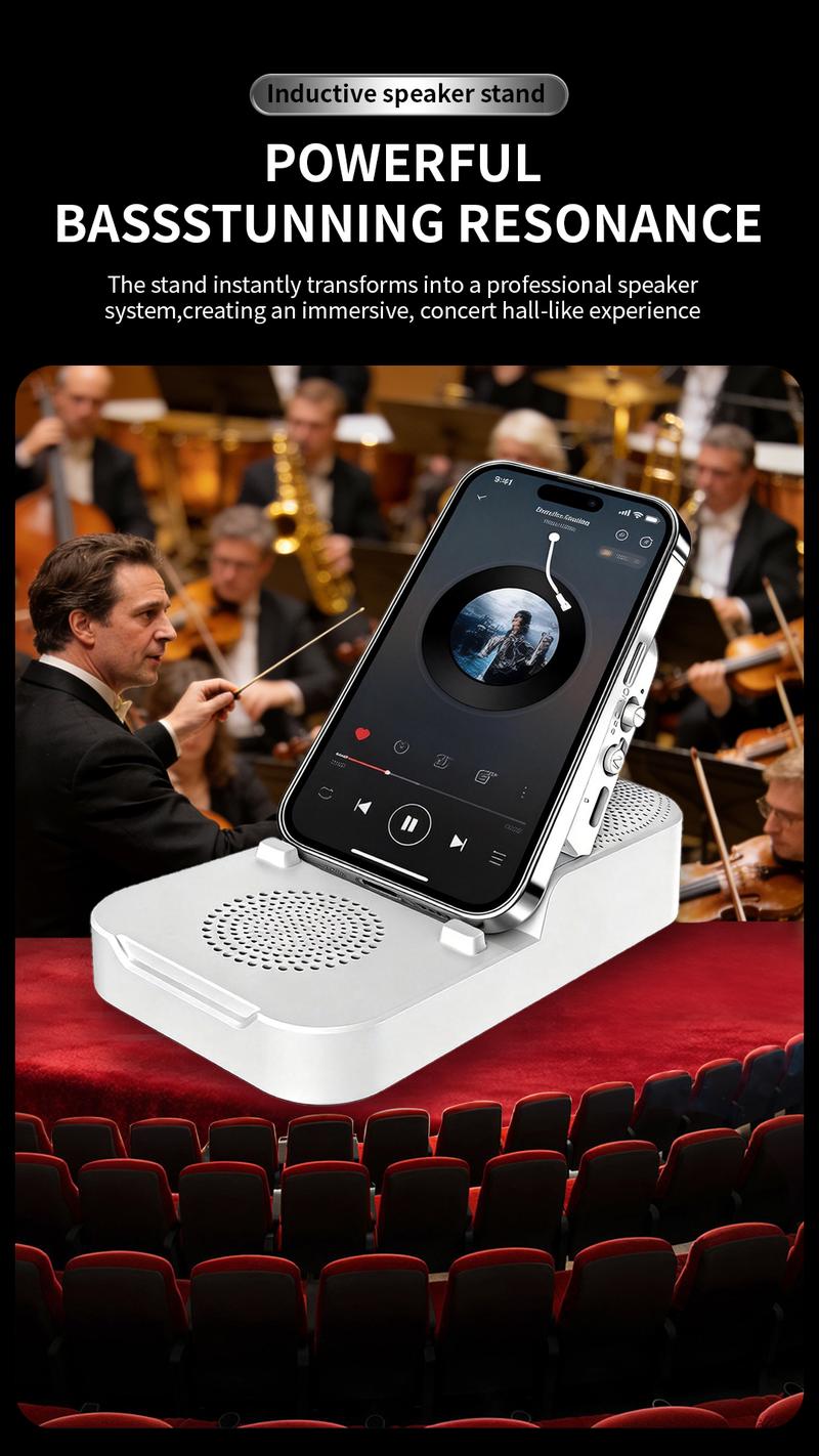 ATEYA Portable Induction speaker | Optional Bluetooth connectivity | Portable Mobile phone holder | Supports connecting two devices simultaneously | Four-in-one speaker.