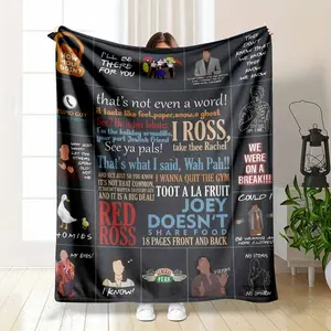 Funny Friends TV Show Blanket Joey Doesn't Share Food Quote Print Soft Flannel Fleece Throw We Were On A Break Catchphrase Pattern Gift For Best Friend Fan