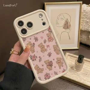 Teddy Bear Floral Phone Case for iPhone 17 Pro Max, 16, 15, 14 Plus, 13 & Samsung S26 Ultra, S25, S24, S23 – Shockproof Drop Protection – Soft TPU Bumper + Durable PC Back – Cute Coquette Aesthetic Cover