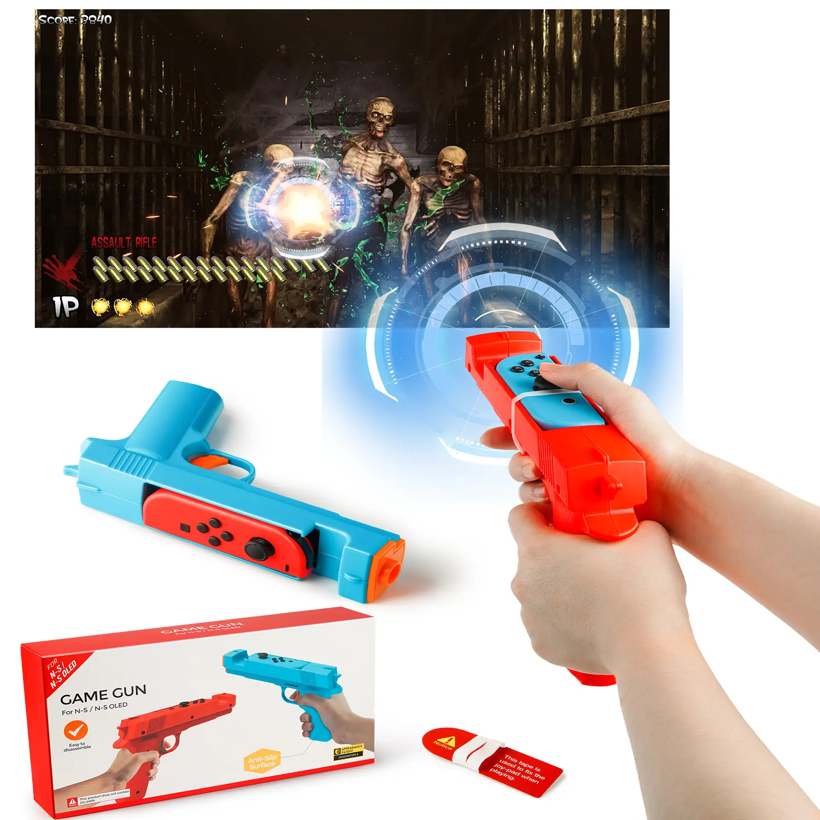 Game Controller  for Nintendo Switch/Switch OLED- Shooting & Hunting Games Accessory, Compatible with Big Buck Hunter, Resident Evil and More