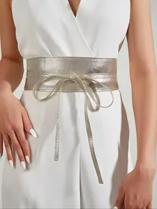 Women's Wide Belt, Fashionable Bow Decorated Waistband for Jeans & Short Skirt, Casual Waistband for Daily Clothing Decor, Trendy All-match & Exquisite Belt for Gift