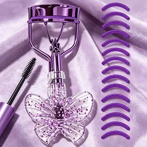 Butterfly Lash Curler, Stainless Steel, 15 Replaceable Silicone Pads, Pain-Free Design, Natural Curl Effect, All Eye Types, Professional Makeup Tool