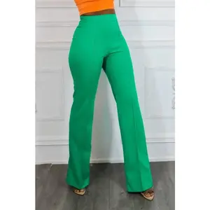 High Waisted Wide Legged Pintuck Pants Trouser Bottom Comfort Basic Womenswear