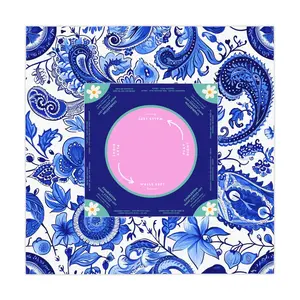 Blue Floral Mahjong Tablecloth - Elegant Daisy Design in Light Purple and White