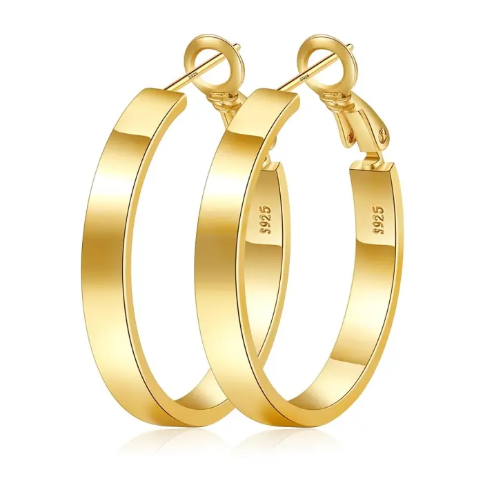 BOOVO 925 Sterling Silver Hoop Earrings for Women, Hypoallergenic Nickel-Free Lightweight Hoops for Sensitive Ears, Tarnish-Resistant 30/40/50/60mm Everyday Jewelry Gift for Her