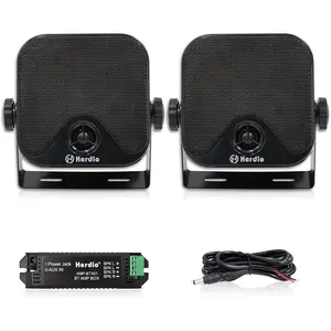 Herdio Wireless Bluetooth Connectivity 4-Inch Outdoor Waterproof Speakers for Golf Carts, ATVs, UTVs, Boats (1 Pair, Black/White)